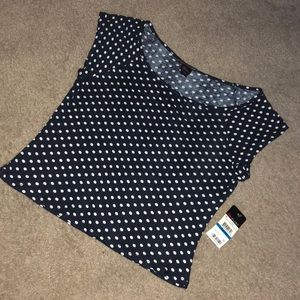 Ultra Flirt Navy Crop Top White Polka Dot